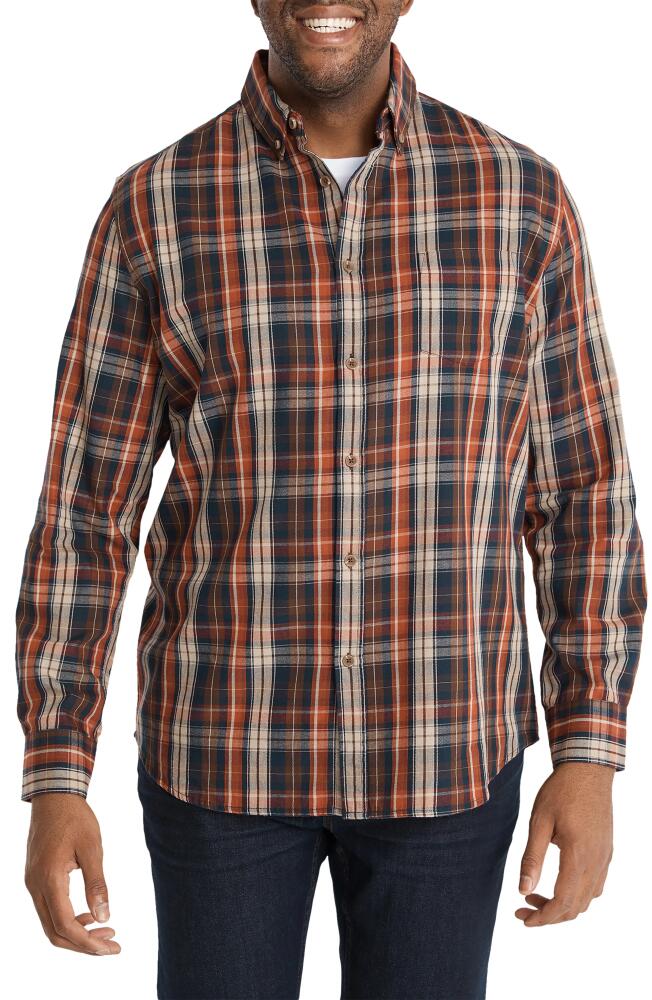 Johnny Bigg Dutton Plaid Button-Down Shirt in Rust Cover