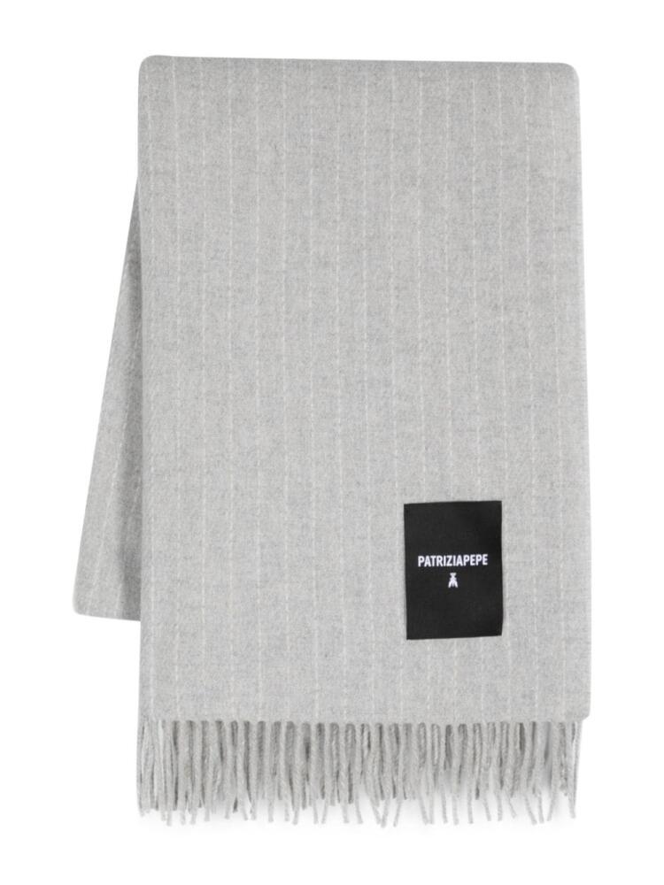 Patrizia Pepe pinstripe fringed scarf - Grey Cover