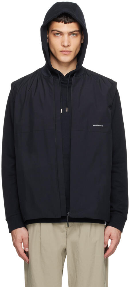 NORSE PROJECTS Navy Stand Collar Vest Cover