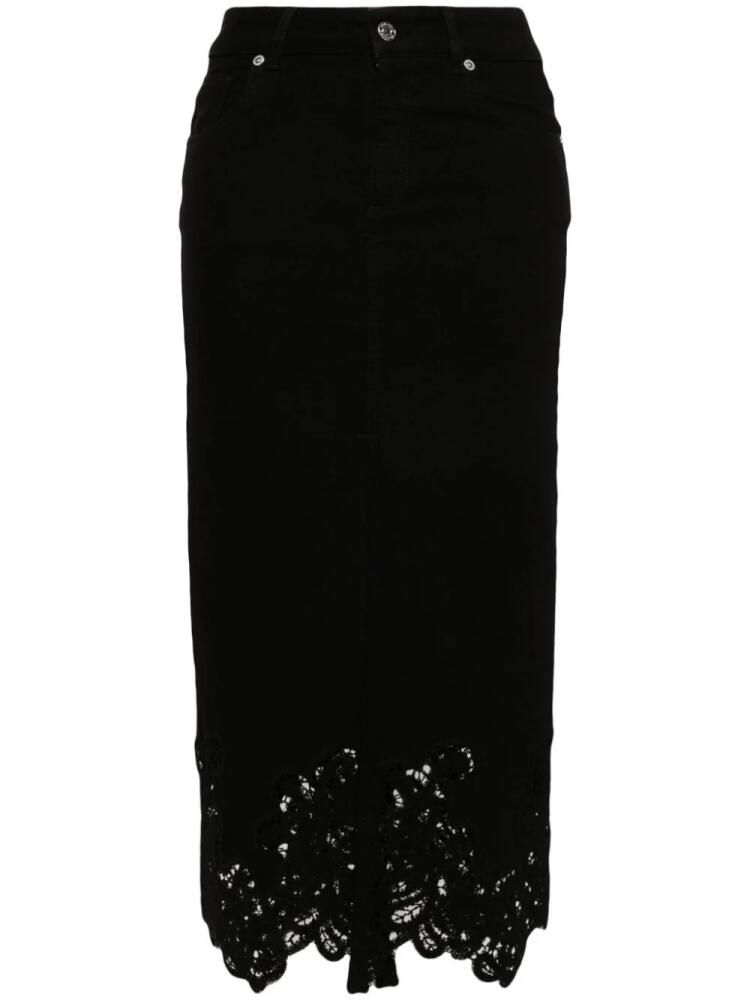 ERMANNO FIRENZE crochet-panel midi skirt - Black Cover