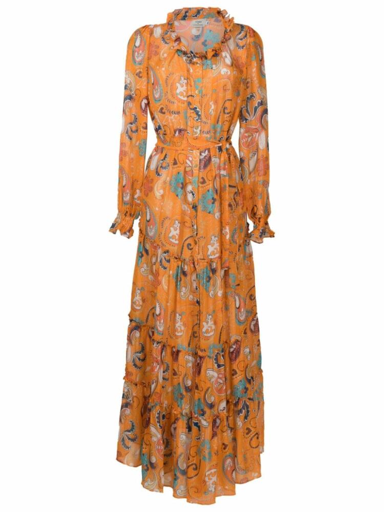 Amir Slama graphic-pattern maxi shirtdress - Orange Cover