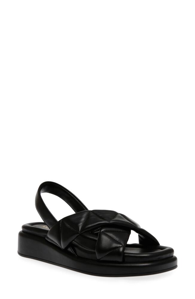 Anne Klein Artise Slingback Wedge Sandal in Black Smooth Cover