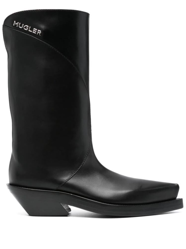 Mugler logo-lettering boots - Black Cover