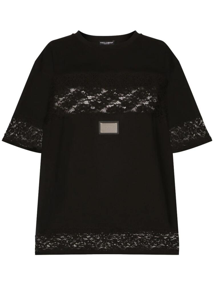 Dolce & Gabbana lace-embellished short-sleeve T-shirt - Black Cover