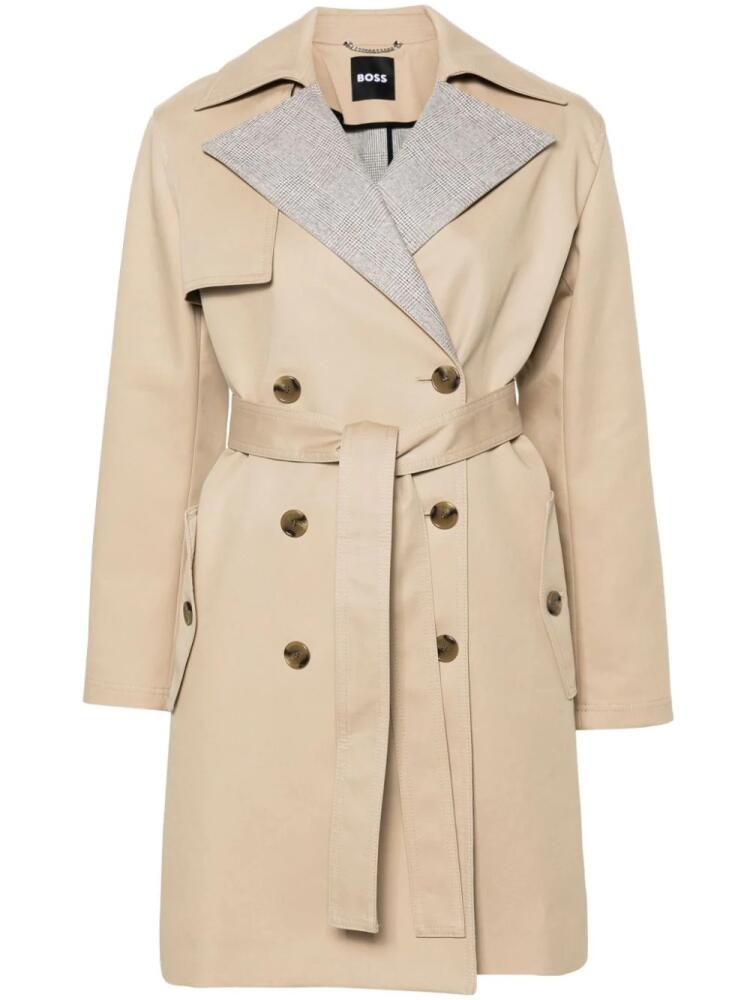 BOSS Prince of Wales check trench coat - Neutrals Cover