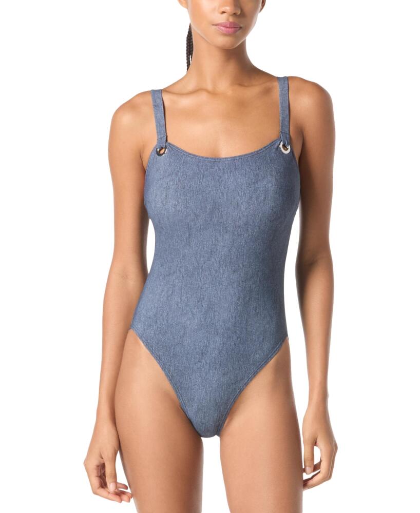 Michael Michael Kors Women's Grommet Scoop-Neck One-Piece Swimsuit - New Navy Cover