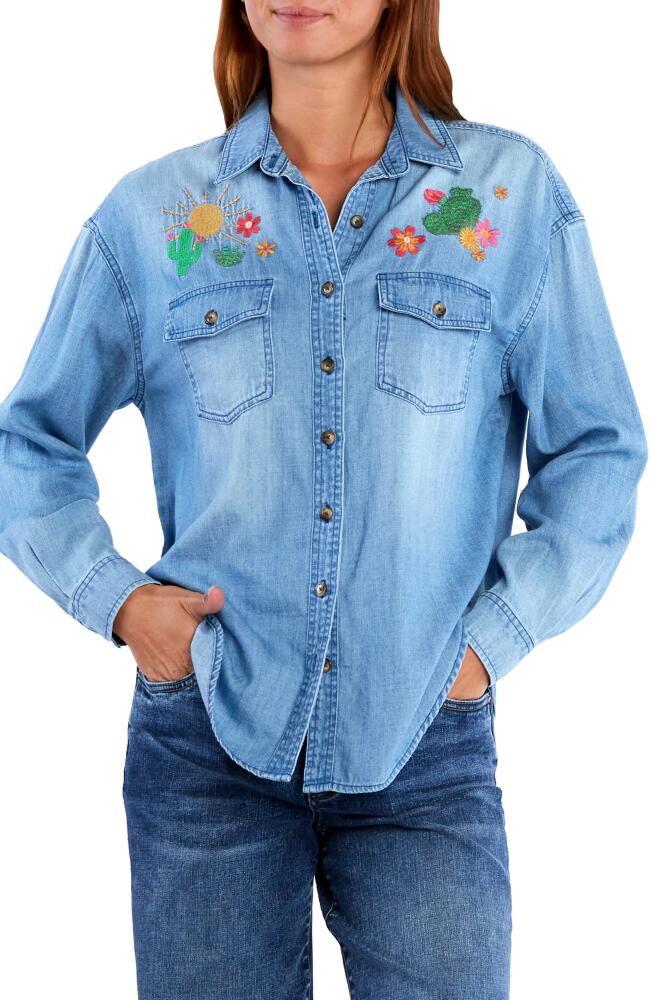 Billy T Wild Cactus Embrodiered Denim Button-Up Shirt Cover