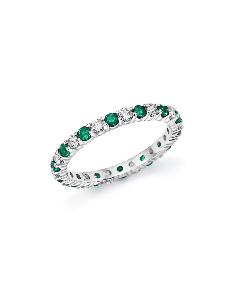 Diamond and Emerald Eternity Band in 14K White Gold - Exclusive Cover