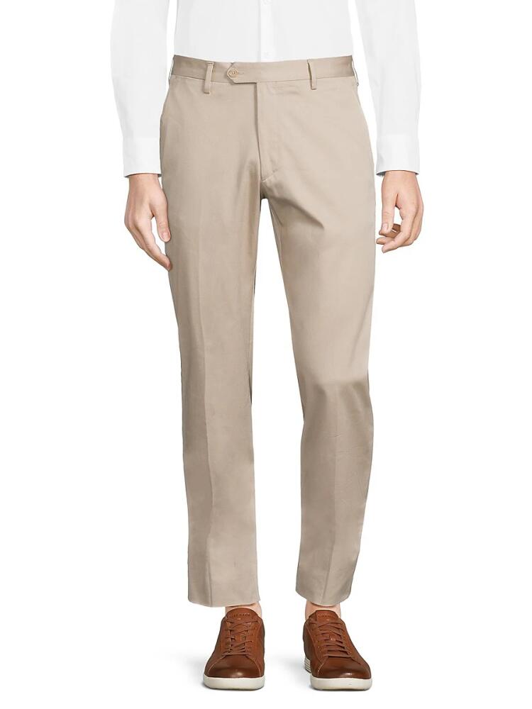 Santorelli Men's Flat Front Trousers - Tan Cover