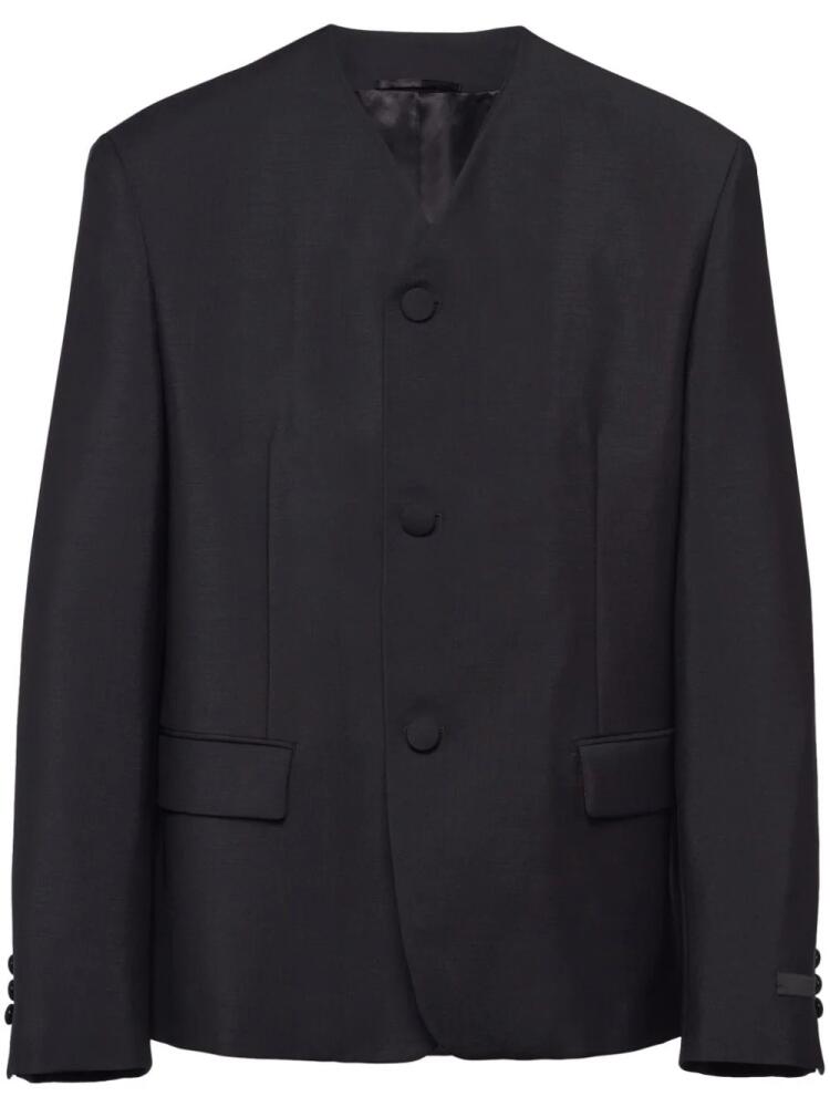 Prada triangle-logo wool blazer - Black Cover