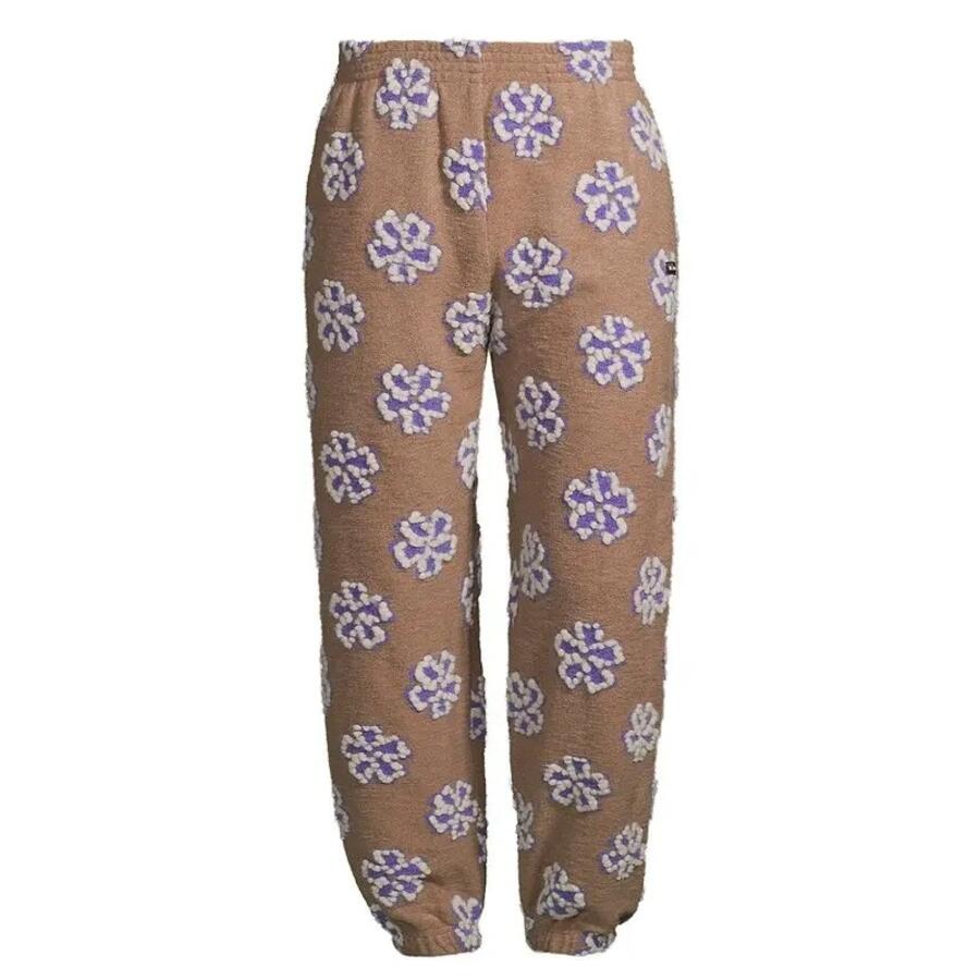 Bluemarble Mens Beige Flower Fleece Sweatpants Cover