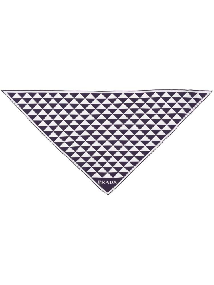 Prada geometric-print silk scarf - Blue Cover