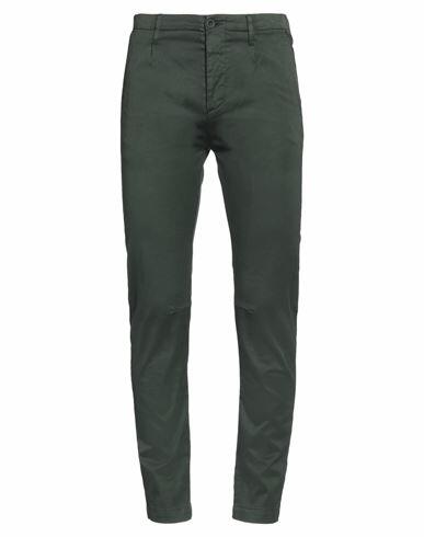 Novemb3r Man Pants Dark green Cotton, Elastane Cover