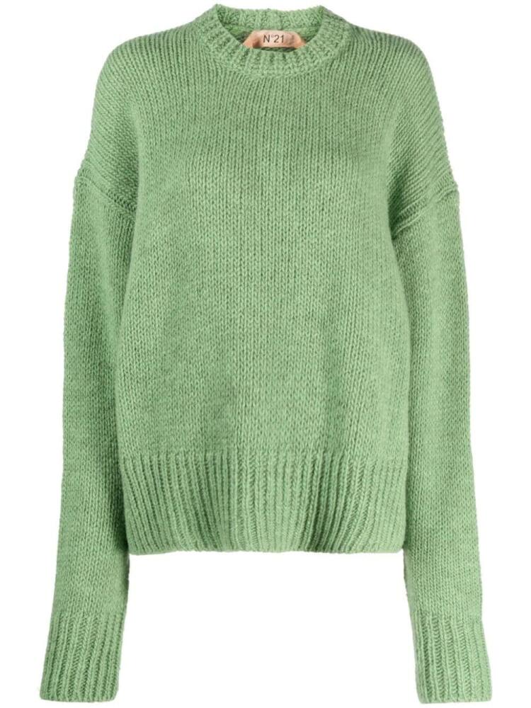 Nº21 crew-neck drop-shoulder jumper - Green Cover