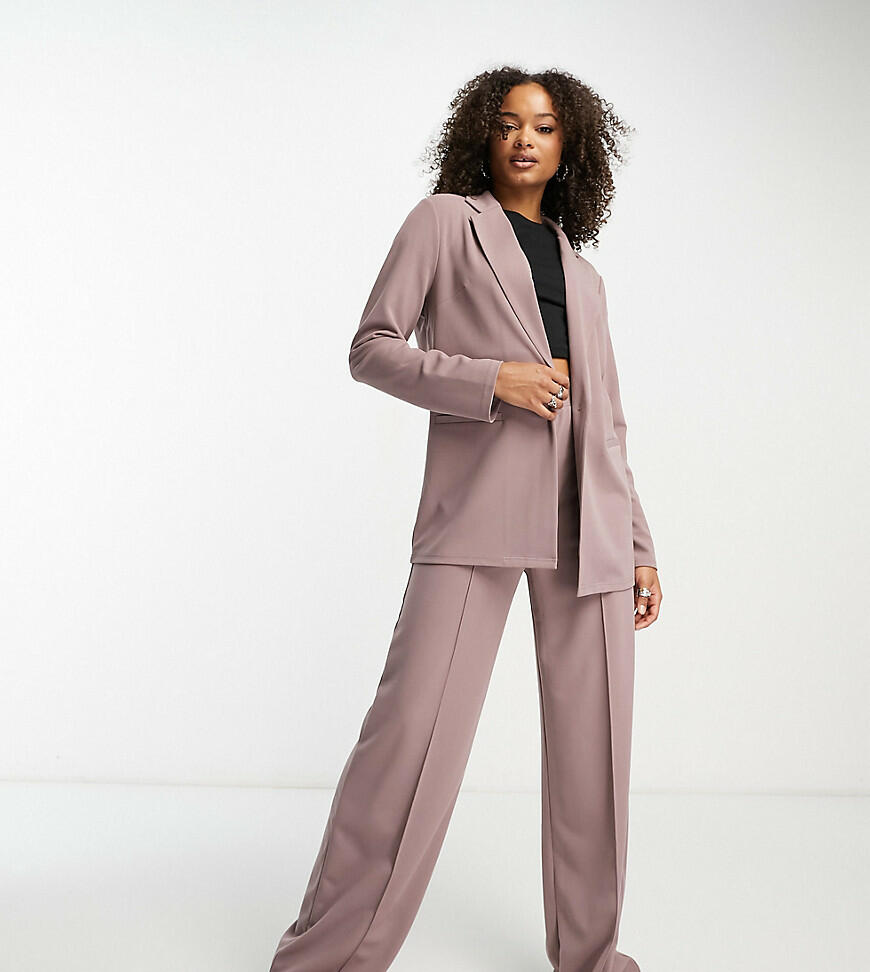 ASOS DESIGN Tall jersey slouchy suit blazer in mink-Pink Cover