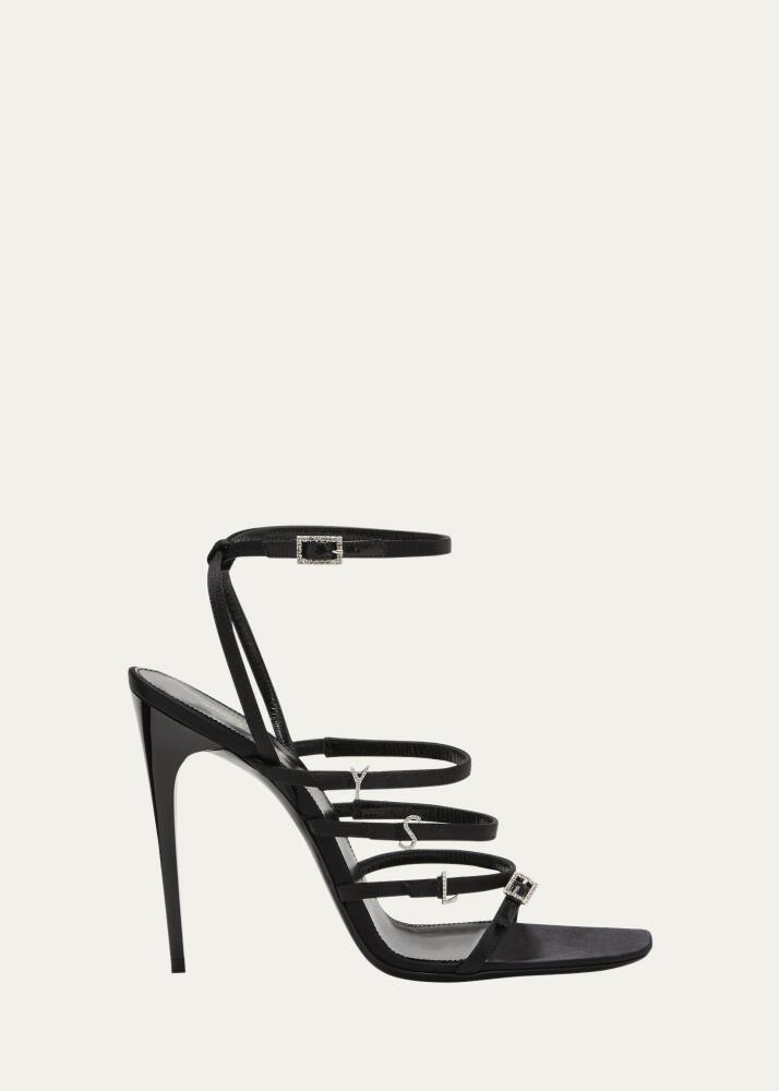 Saint Laurent Free Crystal YSL Strappy Stiletto Sandals Cover