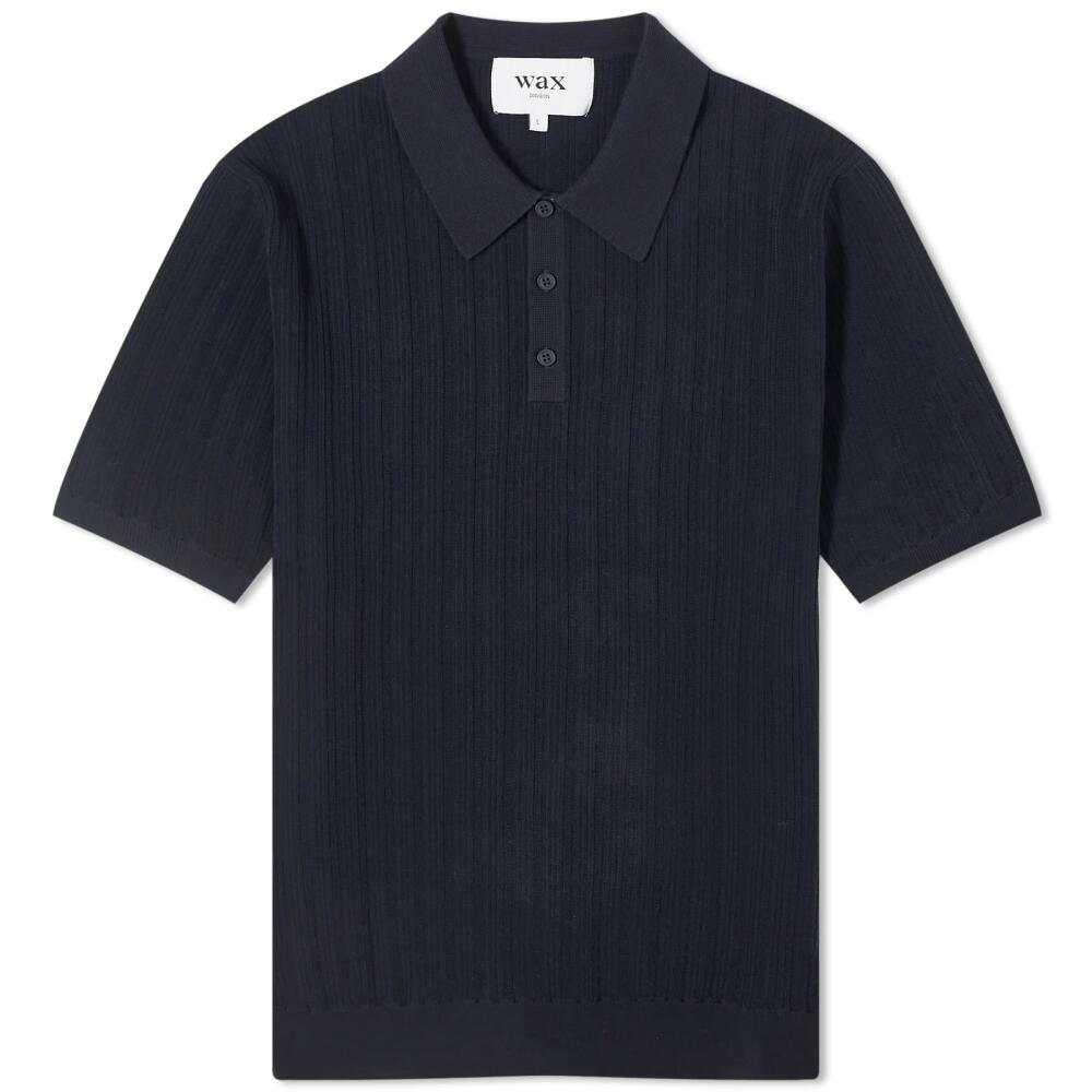 Wax London Men's Naples Knit Polo Shirt in Midnight Cover