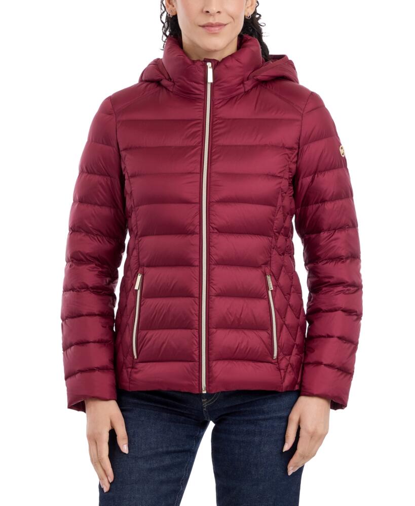 Michael Michael Kors Women's Hooded Packable Down Puffer Coat, Created for Macy's - Dark Brandy Cover