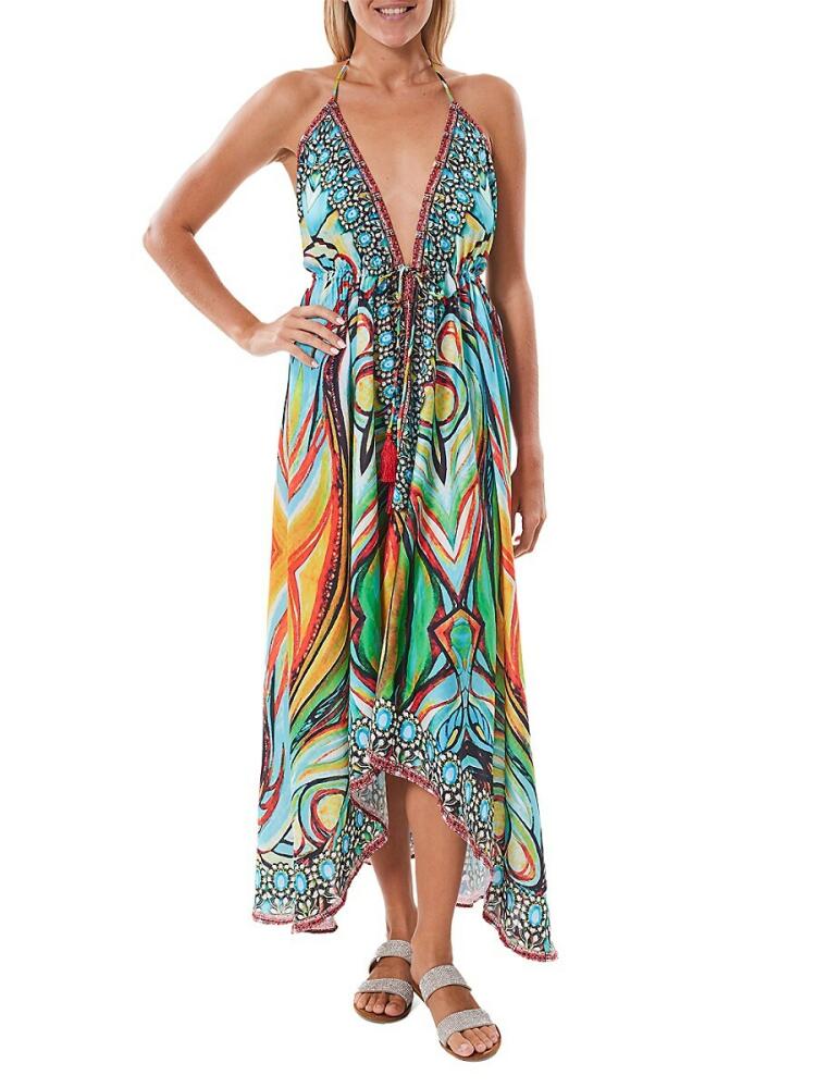 Ranee's Women's Print Halter Coverup Dress - Blue Multi Cover