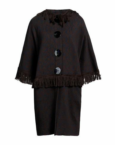 Charlott Woman Overcoat & Trench Coat Dark brown Cotton Cover