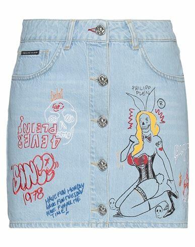 Philipp Plein Woman Denim skirt Blue Cotton, Polyester Cover