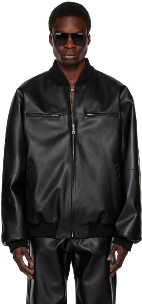 LU'U DAN Black Reversible Faux-Leather Bomber Jacket Cover