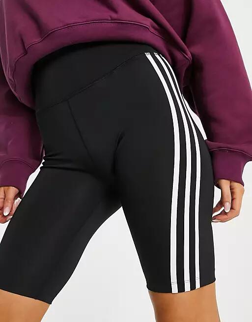 adidas Originals 3 stripe legging shorts in black Cover