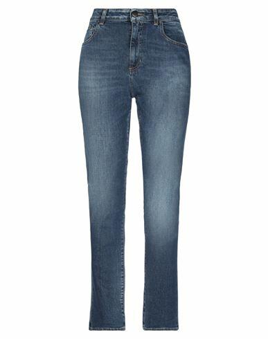 Pt Torino Woman Jeans Blue Cotton, Rubber Cover