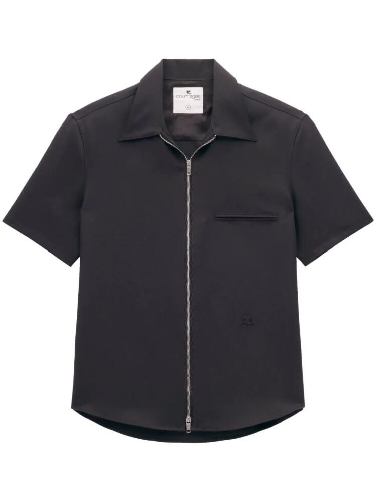 Courrèges logo-appliqué twill shirt - Black Cover