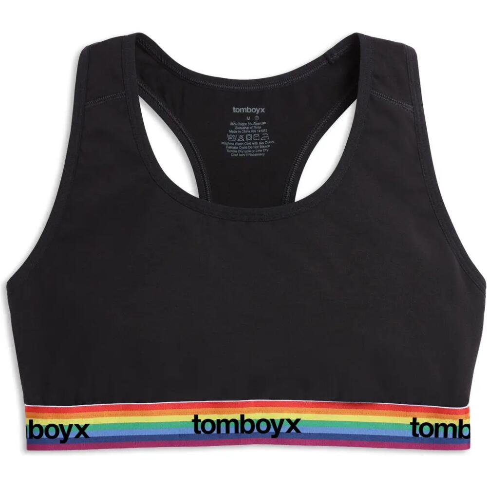 TomboyX Racerback Soft Bra in Black Rainbow Logo Cover