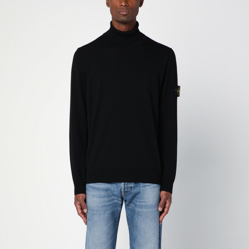 Stone Island Black turtleneck sweater in wool Cover