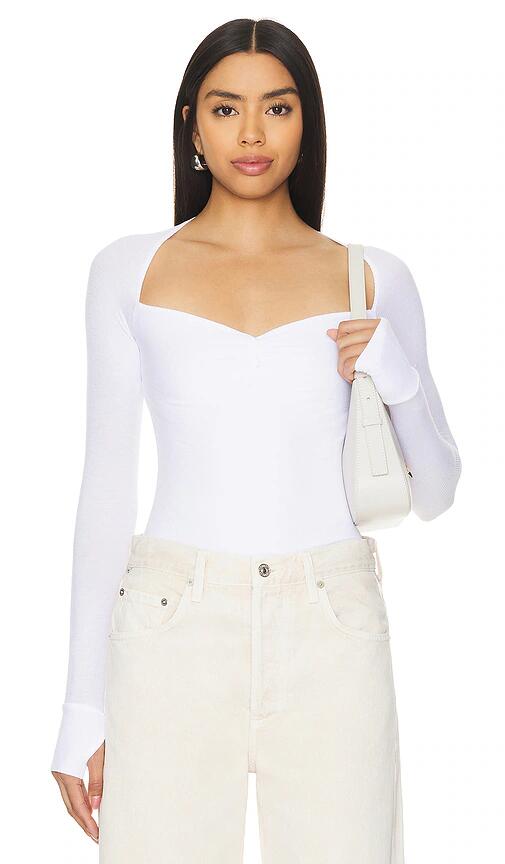 Michael Lauren Kiran Sweetheart Neck Top in White Cover