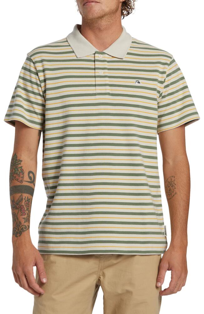 Quiksilver DNA Stripe Organic Cotton Polo in Silver Birch Cover