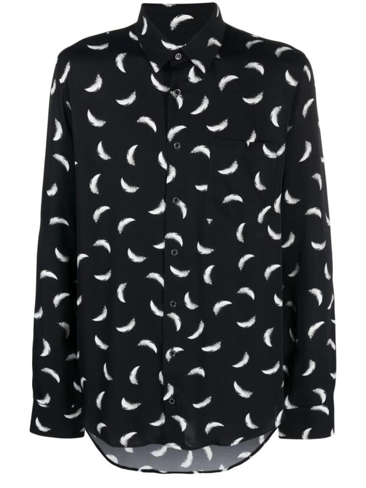 Patrizia Pepe feather-print long-sleeved shirt - Black Cover