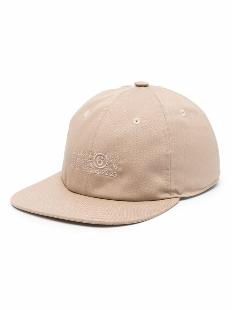 MM6 Maison Margiela signature-numbers embroidered cap - Neutrals Cover