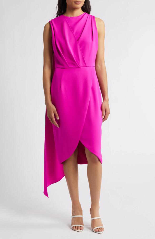 Black Halo Janella Side Drape Sheath Dress in Vibrant Pink Cover