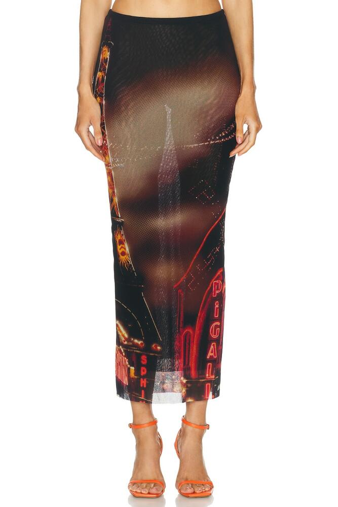 Jean Paul Gaultier Pigalle Mesh Long Printed Skirt in Black Cover