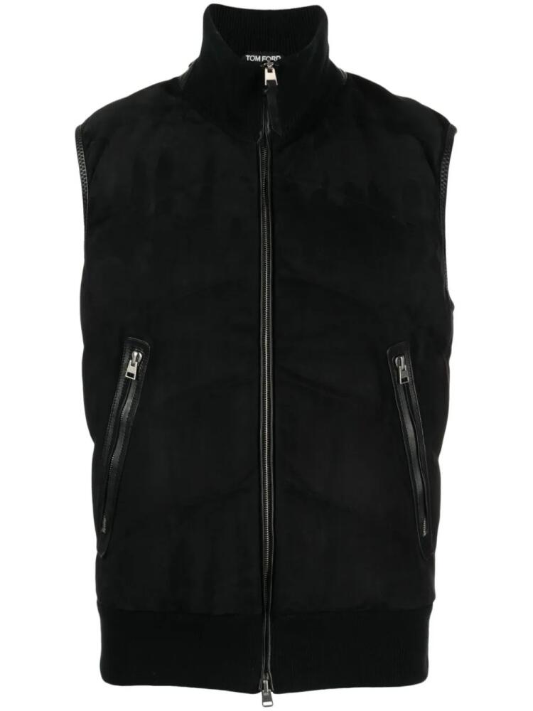 TOM FORD panelled suede gilet - Black Cover