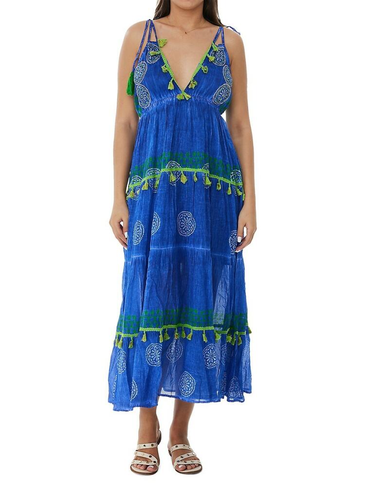 Ranee's Women's Tassel Maxi Beach Coverup - Blue Cover