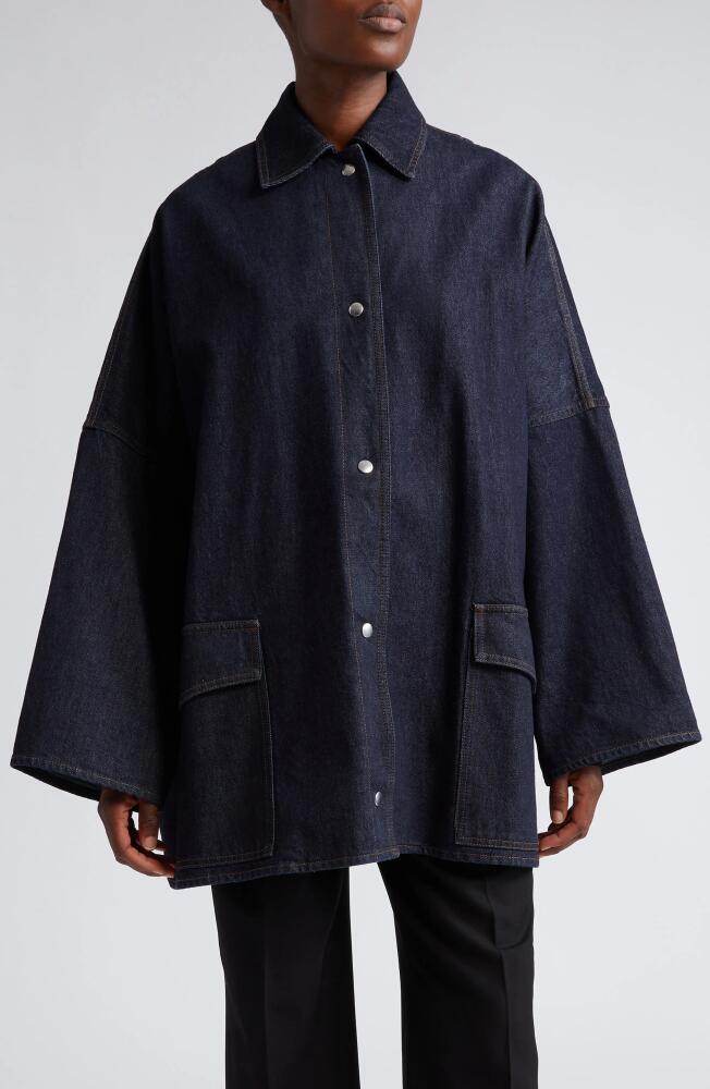 TOTEME Oversize Organic Cotton Denim Overshirt in Raw Blue Cover