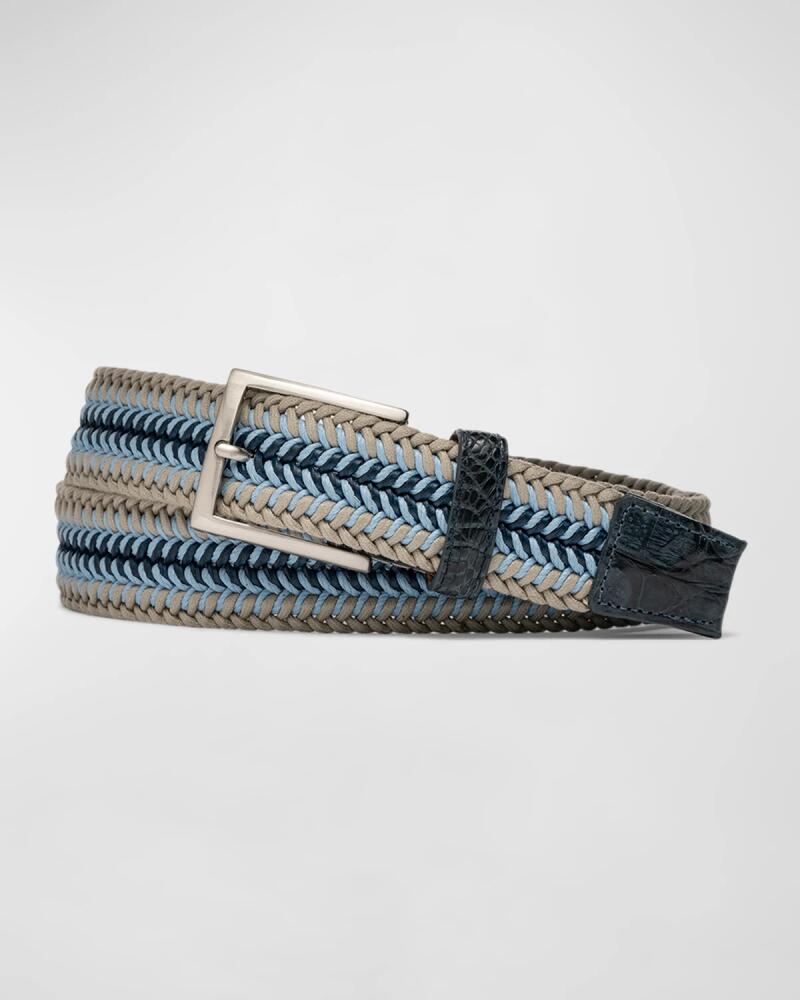 W. Kleinberg Men's Sport Stretch Belt with Crocodile Trim Cover