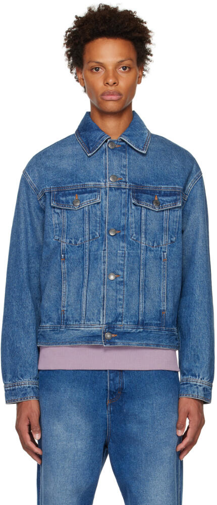 AMI Paris Blue Boxy Fit Denim Jacket Cover