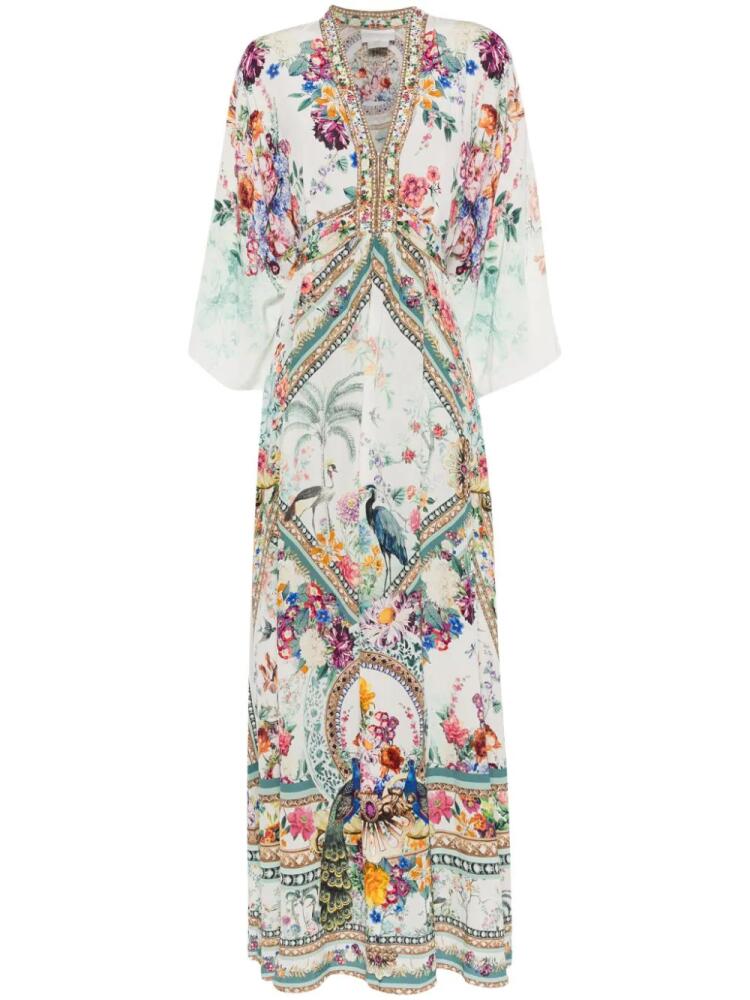 Camilla crystal-embellished floral-print dress - White Cover