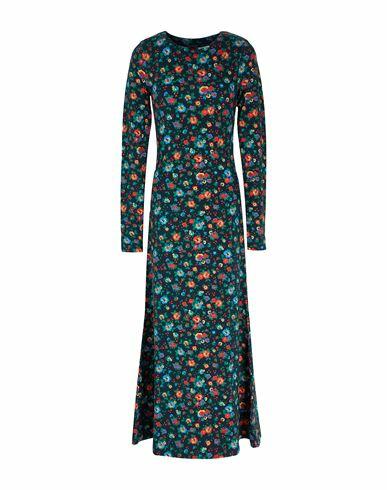 8 By Yoox Printed Jersey Long Dress Woman Maxi dress Black Organic cotton, Elastane Cover