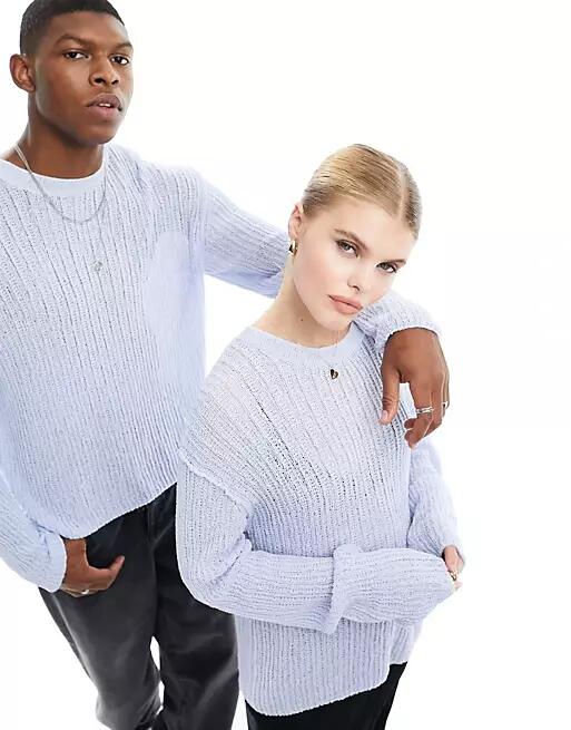 Weekday Unisex open-knit sweater in pale blue exclusive to ASOS Cover