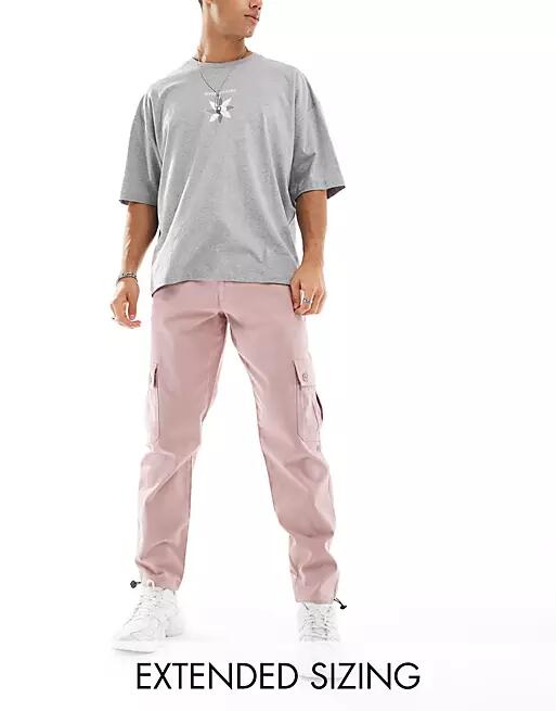 ASOS DESIGN tapered cargo pants in dusty rose-Pink Cover