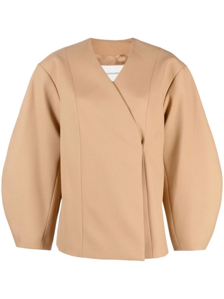 By Malene Birger puff-sleeve V-neck jacket - Neutrals Cover