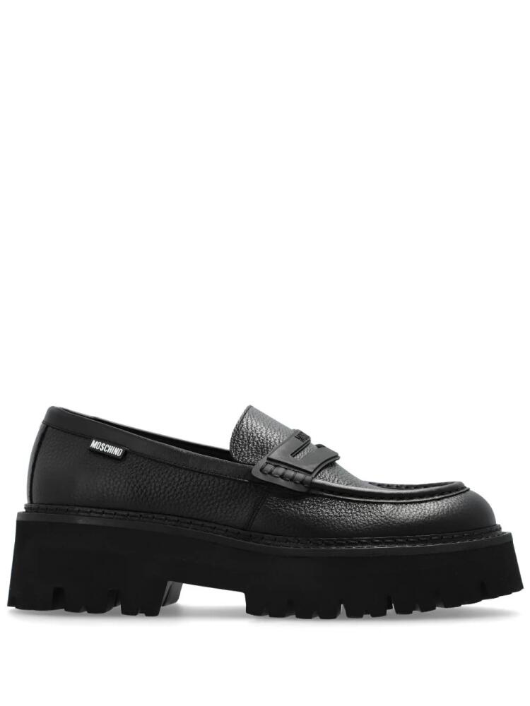 Moschino platform leather loafers - Black Cover