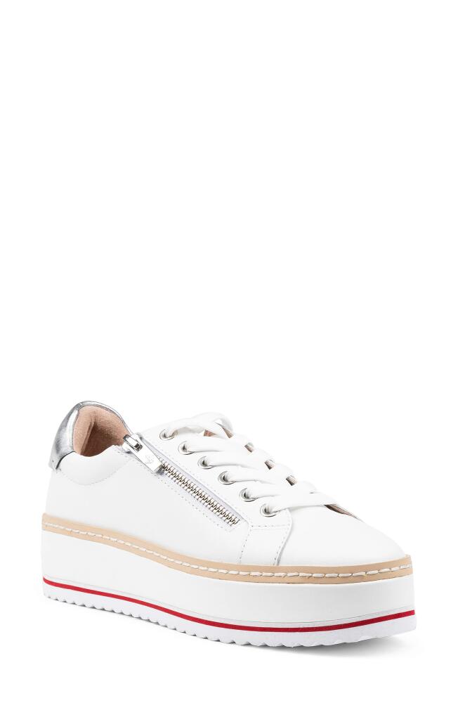 Donald Pliner Side Zip Platform Sneaker in White Cover