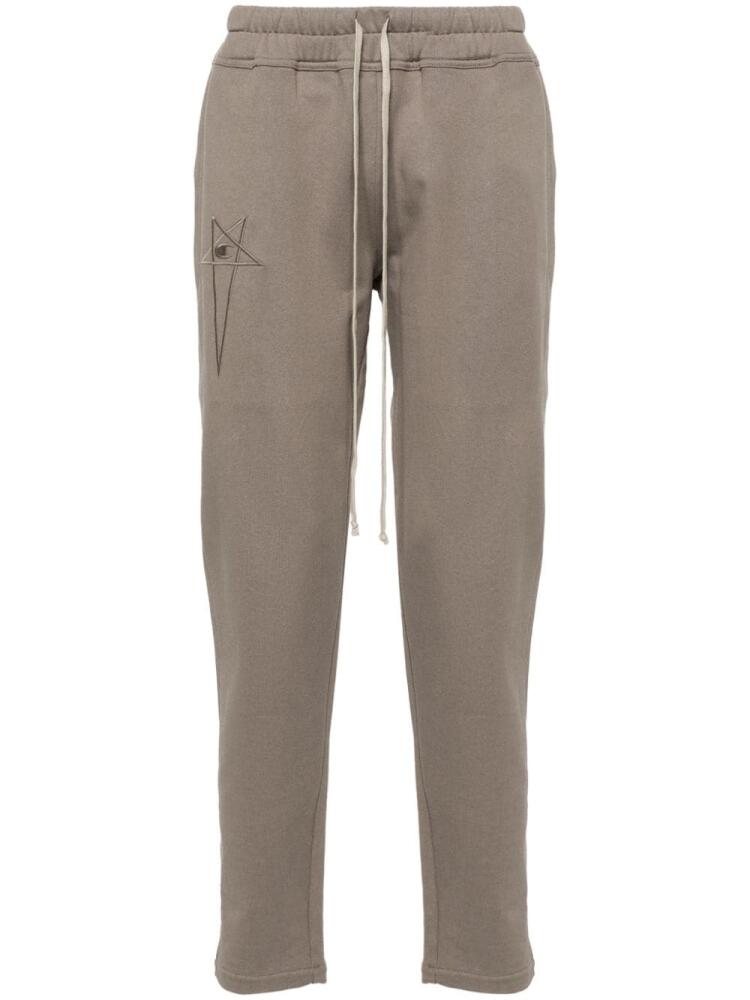 Rick Owens X Champion motif-embroidered cotton track pants - Grey Cover